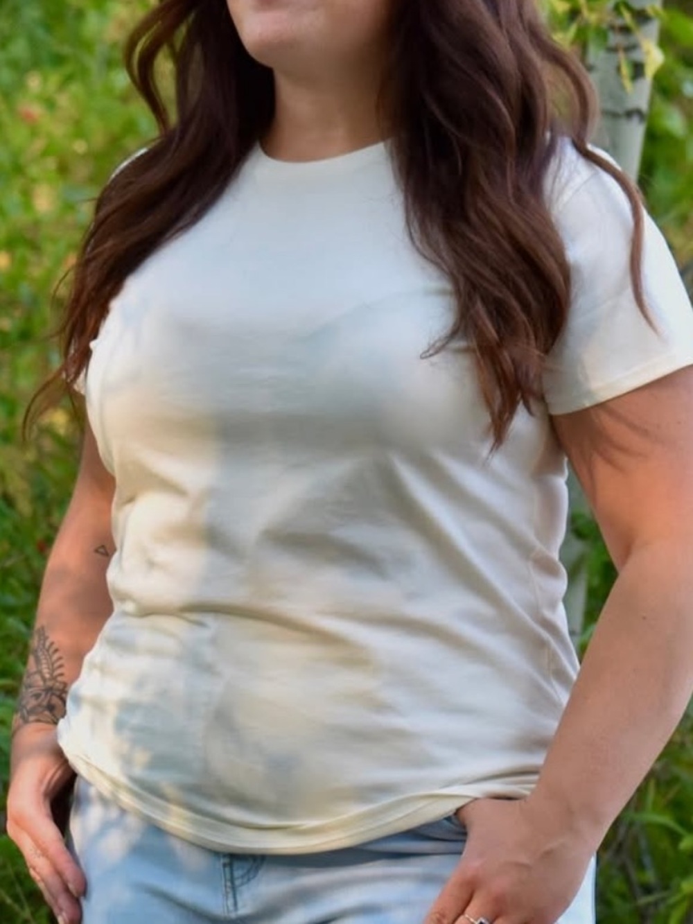100% Pima Cotton Project Life Women’s NSB (Not So Basic) Tee in Coconut